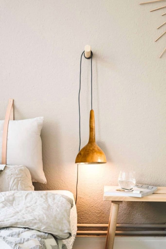 Lagenaria gourd and wood plug-in wall sconce Breskul 1803