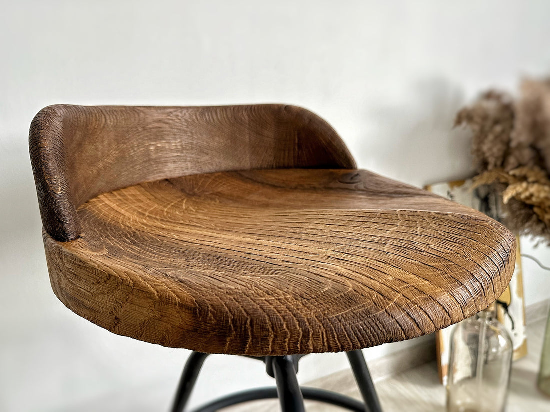 Handmade wooden oak bar stool top, only wooden seat, chair seat, bar chairs with back, dining chairs, reclaimed wood, handmade furniture