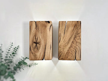 Handmade Vertical Wood Plug-in Wall Lamp Sconce