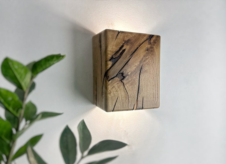 Handmade Vertical Wood Plug-in Wall Lamp Sconce