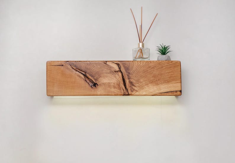 Handcrafted Oak Wall Sconce – Horizontal Floating Light