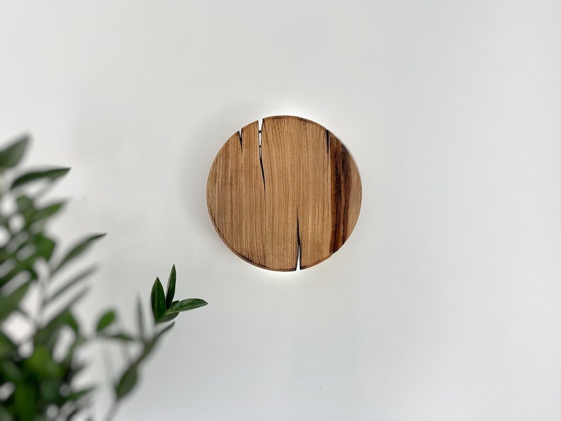 Wooden Round Wandlampe – Plug-in/Hardwired Sconce Light