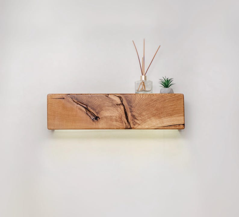 Wooden Wall Lighting Horizontal Wall Sconce – Floating Shelf