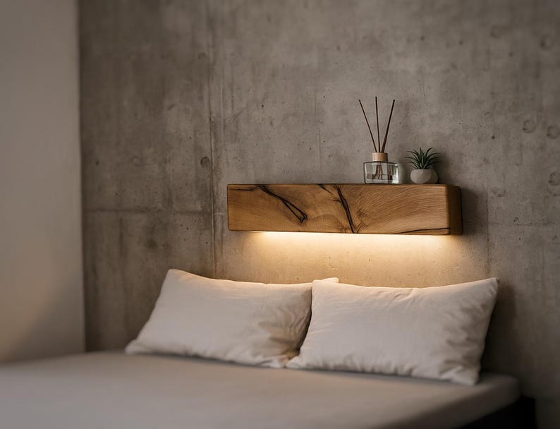 Wooden Wall Lighting Horizontal Wall Sconce – Floating Shelf