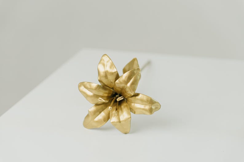 Gold Iron Lily – Eternal Metal Flower Sculpture