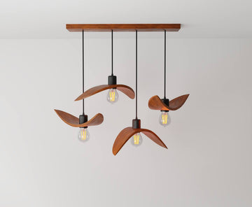 Wooden flying birds chandelier - Runa 1480 - Straight ceiling mount