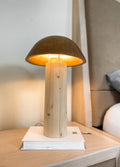 Mushroom wooden table lamp, bedside art deco lamp, lampshade, japandi desk lamp, coastal light, nightlight, house warming gifts new home