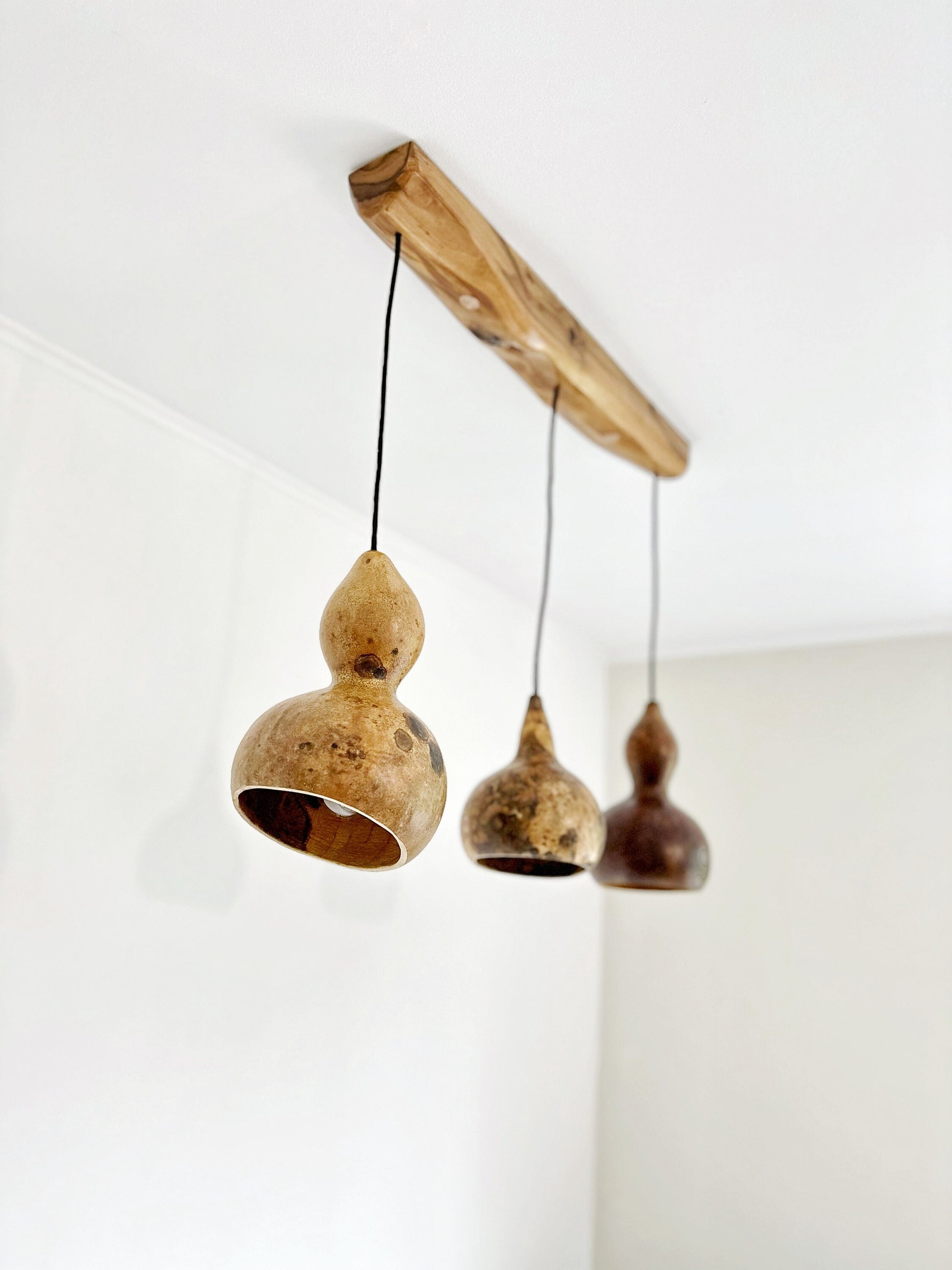 Wood pendant light, hanging set of lamps, rustic modern minimalist chandelier lighting, mid century lamp, handmade japandi wall night light