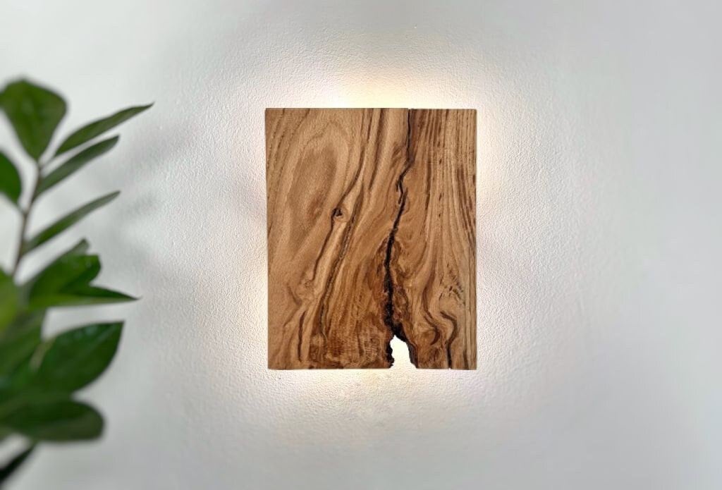 Handmade wandlampe wood plug in wall sconce or with switch fixture, custom size wall bedside lamp,lighting, lampshades, wood oak wall lights