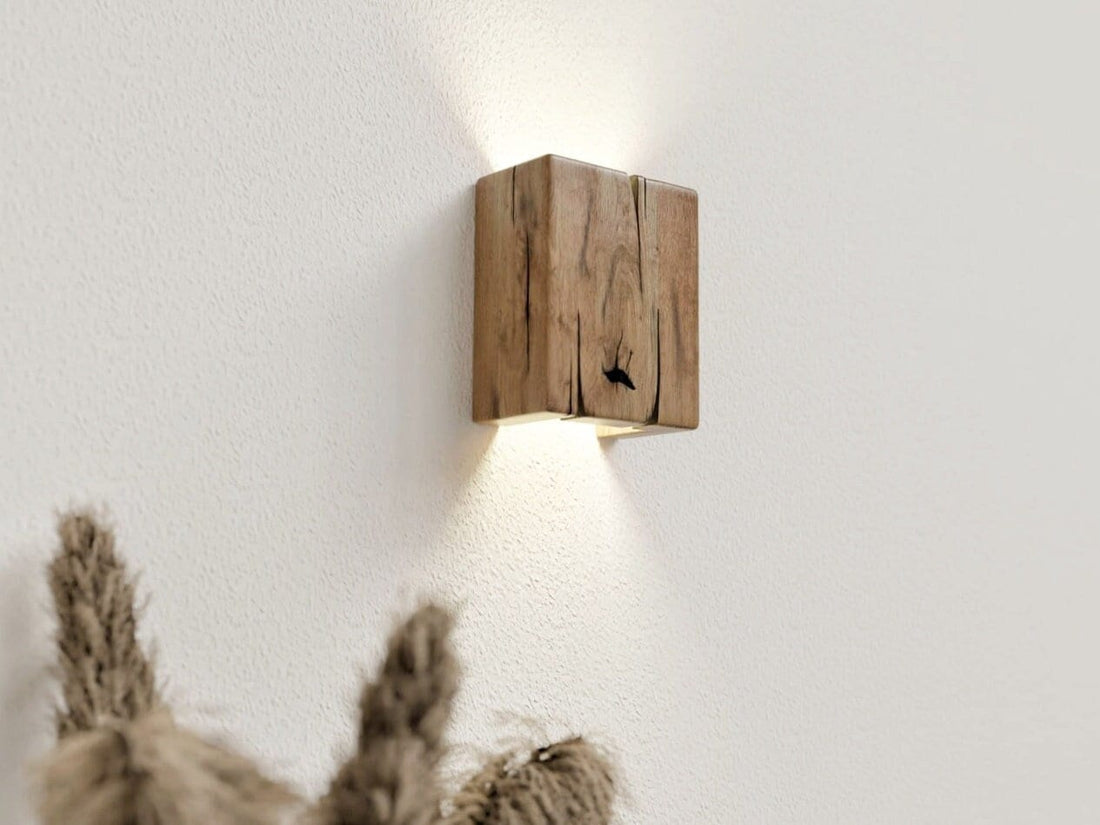 Plug in wall sconce or hardwired Lighting Handmade Wandlampe Oak Wall lamp Plug in pendant light Wandleuchte Craft Wood sconce Bedside lamp