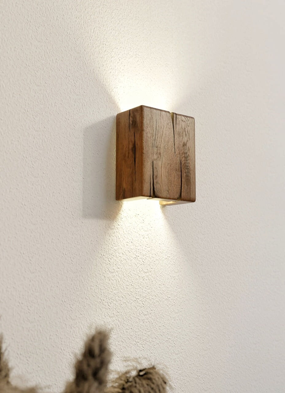 Plug in wall sconce or hardwired Lighting Handmade Wandlampe Oak Wall lamp Plug in pendant light Wandleuchte Craft Wood sconce Bedside lamp