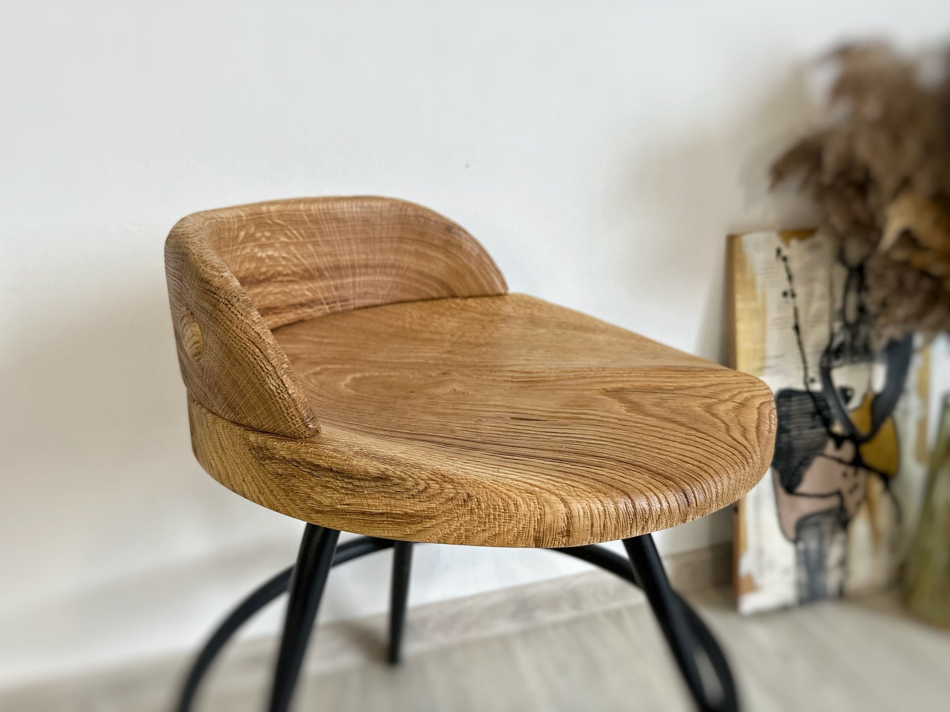 Wood oak bar stool chair, only wooden seat, chair seat, bar chair with back, dining chairs, reclaimed wood, handmade furniture, accent chair