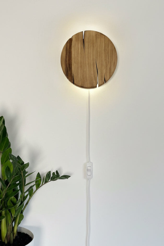 Plug-in Spherical wooden wall sconce - Ozerna 1496 - Large