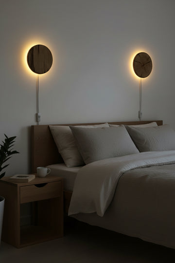 Plug-in Spherical wooden wall sconce - Ozerna 1496 - Large