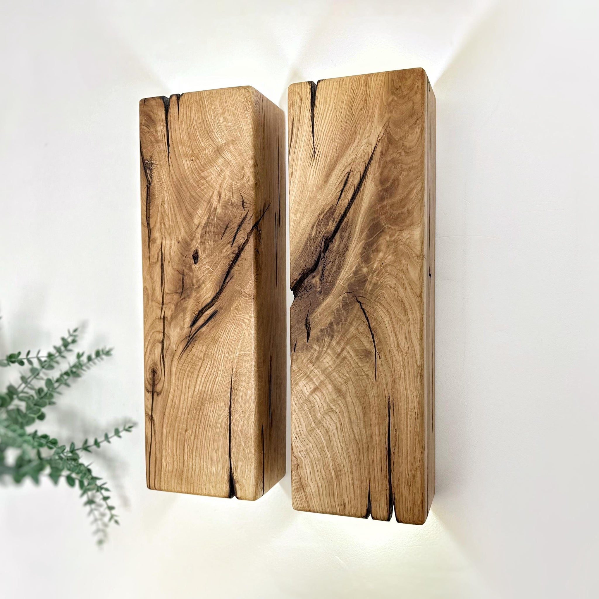 Large size wall sconce, unique oak wood wall fixture with plug-in option, custom size wall bedside lamp, sconce lighting, flush mount sconce
