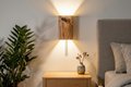 handmade bediside wooden wall sconce with pull chain