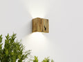 Modern rustic oak wood wall lights casting up and down light